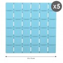 Lot de 5 Tapis antidérapants de douche ou baignoire Caoutchouc QUADRO 13x13cm Bleu Clair MSV MSV