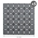 MSV Lot de 5 Tapis antidérapants de douche ou baignoire Caoutchouc QUADRO 13x13cm Gris MSV