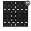 MSV Lot de 5 Tapis antidérapants de douche ou baignoire Caoutchouc QUADRO 13x13cm Noir MSV
