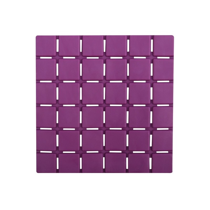 Lot de 5 Tapis antidérapants de douche ou baignoire Caoutchouc QUADRO 13x13cm Violet MSV MSV