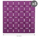 Lot de 5 Tapis antidérapants de douche ou baignoire Caoutchouc QUADRO 13x13cm Violet MSV MSV