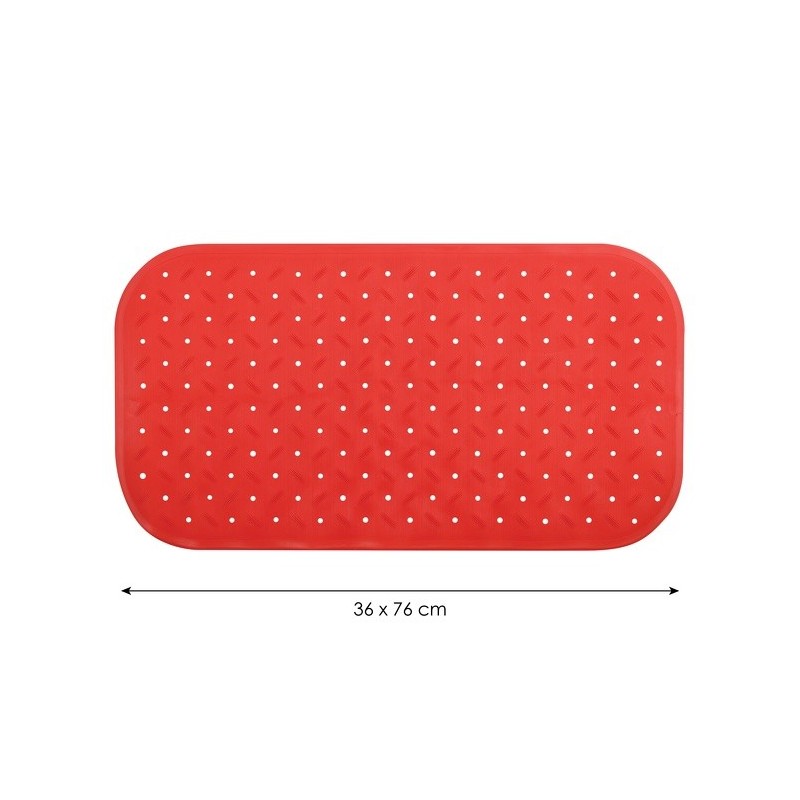 MSV Tapis Fond de baignoire antidérapant Caoutchouc CLASS 36x76cm Rouge MSV
