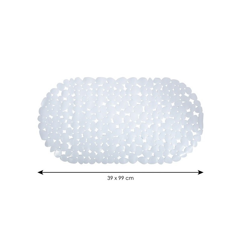 MSV Tapis Fond de baignoire PVC GALETS 39x99cm Blanc MSV