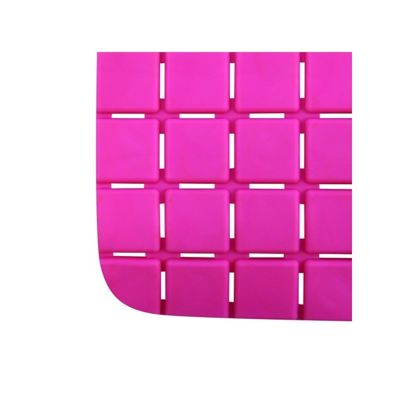 MSV Tapis Fond de baignoire antidérapant Caoutchouc QUADRO 36x76Cm Fuschia MSV