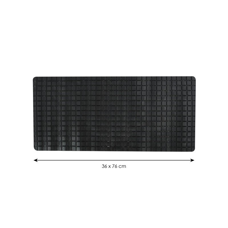 MSV Tapis Fond de baignoire antidérapant Caoutchouc QUADRO 36x76cm Noir MSV