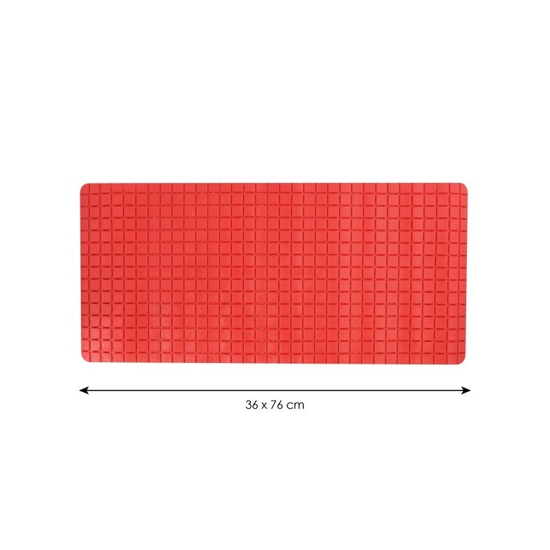 MSV Tapis Fond de baignoire antidérapant Caoutchouc QUADRO 36x76cm Rouge MSV