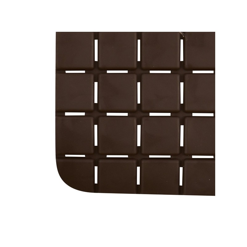 MSV Tapis Fond de douche antidérapant Caoutchouc QUADRO 54x54cm Chocolat MSV
