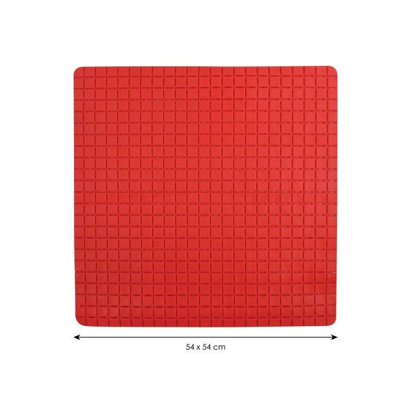 Tapis Fond de douche antidérapant Caoutchouc QUADRO 54x54cm Rouge MSV MSV