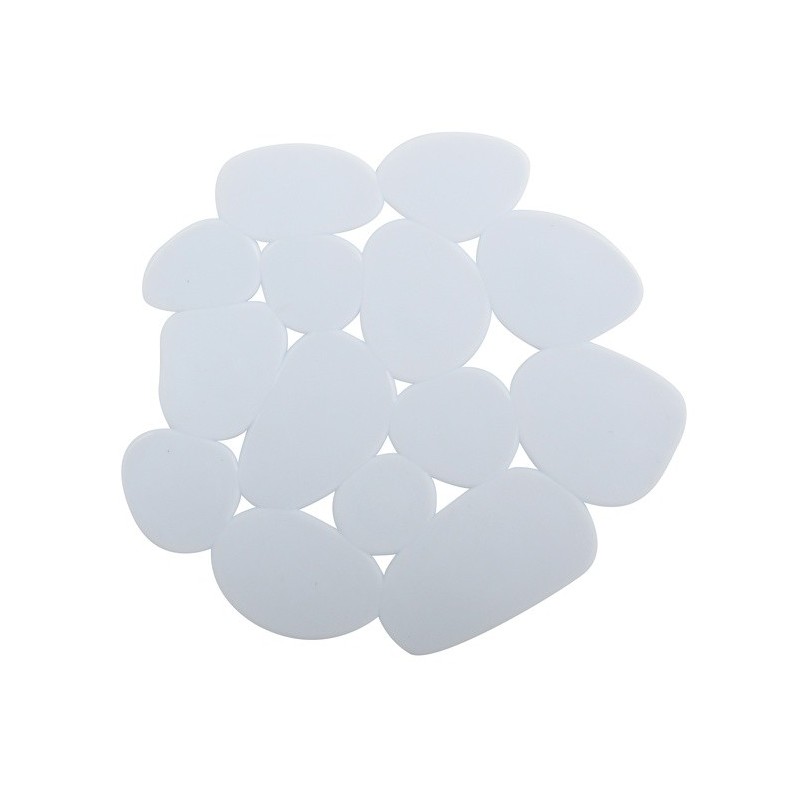 MSV Lot de 4 Tapis antiderapants de douche ou baignoire PVC GALETS 12x13cm Blanc MSV