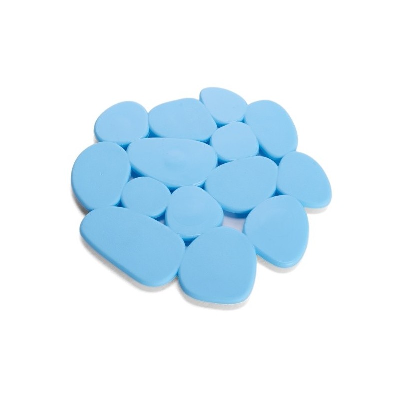 Lot de 4 Tapis antiderapants de douche ou baignoire PVC GALETS 12x13cm Bleu Ciel MSV MSV