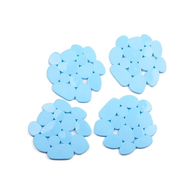Lot de 4 Tapis antiderapants de douche ou baignoire PVC GALETS 12x13cm Bleu Ciel MSV MSV
