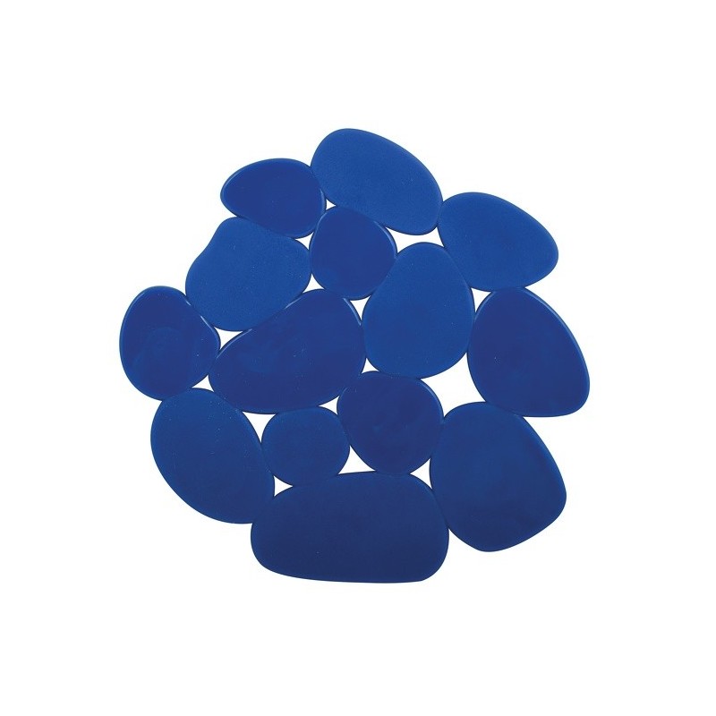 Lot de 4 Tapis antiderapants de douche ou baignoire PVC GALETS 12x13cm Bleu Marine MSV MSV