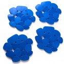 Lot de 4 Tapis antiderapants de douche ou baignoire PVC GALETS 12x13cm Bleu Marine MSV MSV