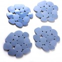 Lot de 4 Tapis antiderapants de douche ou baignoire PVC GALETS 12x13cm Gris MSV MSV