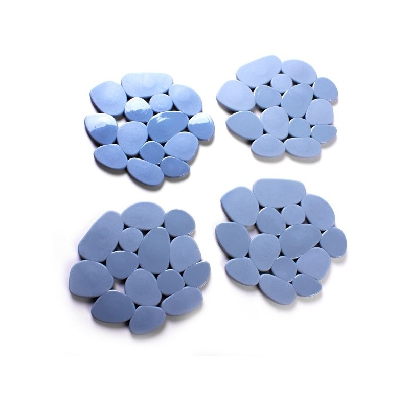 MSV Lot de 4 Tapis antiderapants de douche ou baignoire PVC GALETS 12x13cm Gris MSV