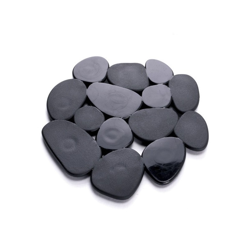 Lot de 4 Tapis antiderapants de douche ou baignoire PVC GALETS 12x13cm Noir MSV MSV