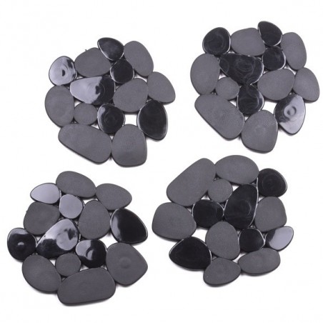 Lot de 4 Tapis antiderapants de douche ou baignoire PVC GALETS 12x13cm Noir MSV MSV