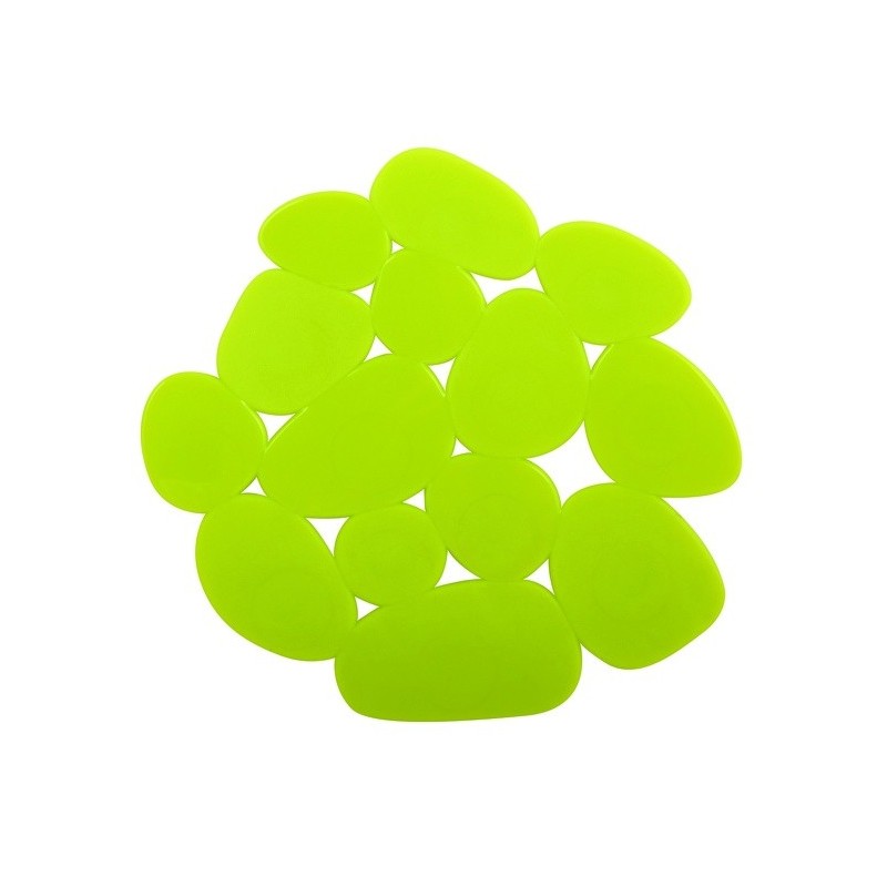 MSV Lot de 4 Tapis antiderapants de douche ou baignoire PVC GALETS 12x13cm Vert Anis MSV