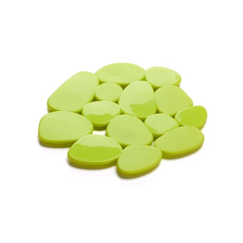 MSV Lot de 4 Tapis antiderapants de douche ou baignoire PVC GALETS 12x13cm Vert Anis MSV