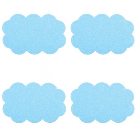 Lot de 4 Tapis antiderapants de douche ou baignoire PVC NUAGES 14,5x9cm Bleu Ciel MSV MSV