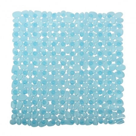 MSV Tapis Fond de douche PVC GALETS 53x53cm Bleu Transparent MSV