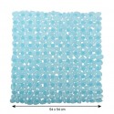 MSV Tapis Fond de douche PVC GALETS 53x53cm Bleu Transparent MSV