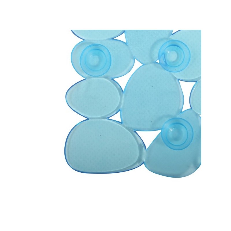 MSV Tapis Fond de douche PVC GALETS 53x53cm Bleu Transparent MSV
