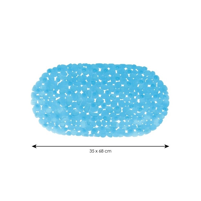 MSV Tapis fond de Baignoire PVC GALETS 35x68cm Bleu Transparent MSV