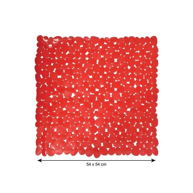 Tapis Fond de douche PVC GALETS 53x53cm Rouge MSV MSV