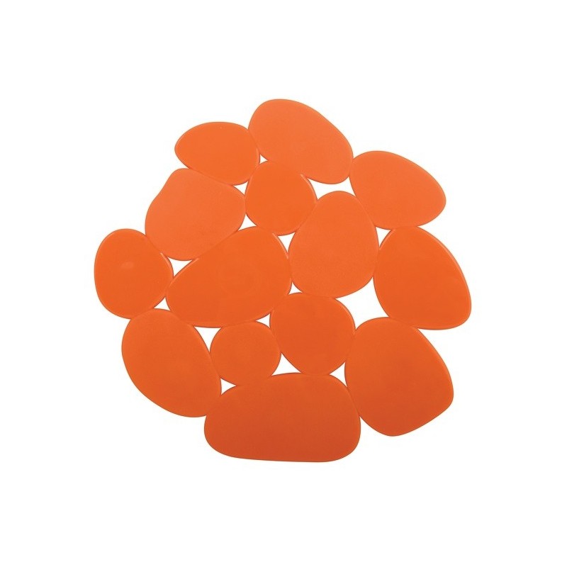MSV Lot de 4 Tapis antidérapants de douche ou baignoire PVC GALETS 12x13cm Orange MSV