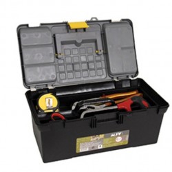 MSV Werkzeugbox mit Ablage und Fächern 33cm Schwarz & Gelb