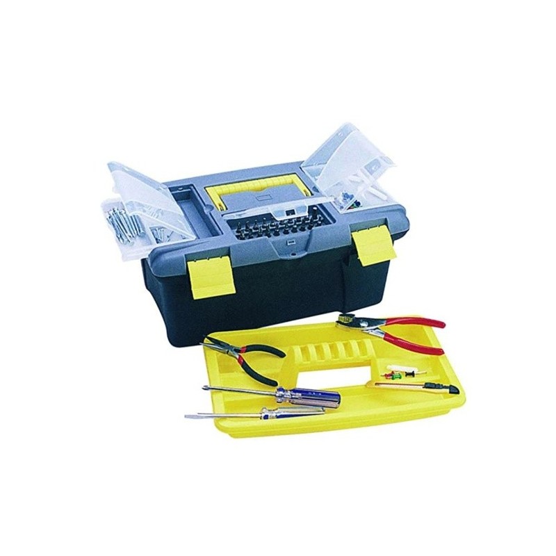 MSV Tool organizer box with tray and compartments 33cm Black & Yellow MSV