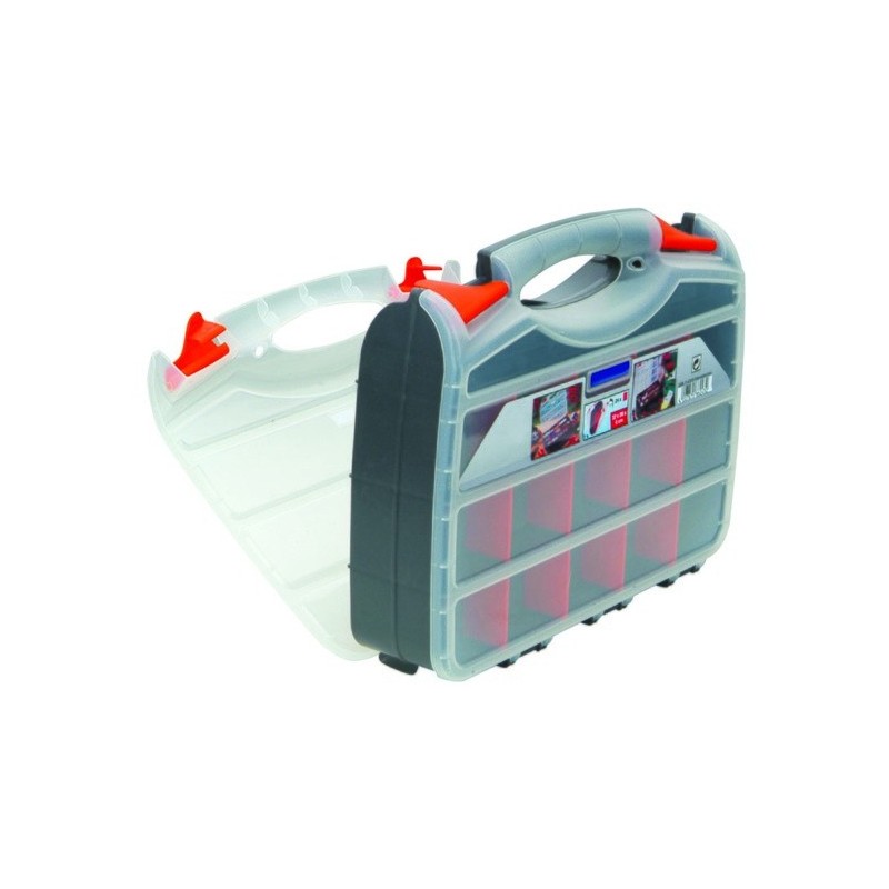 Caja de herramientas organizadora doble cara MSV 32x26cm transparente MSV