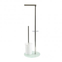 MSV WC combinato Acciaio inox e vetro bianco MSV