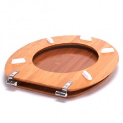 MSV Asiento de inodoro Bambou - Bisagras Acero Inoxidable MSV
