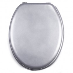 MSV Asiento de inodoro MDF CLÉO Argentado - Bisagras Acero Inoxidable MSV