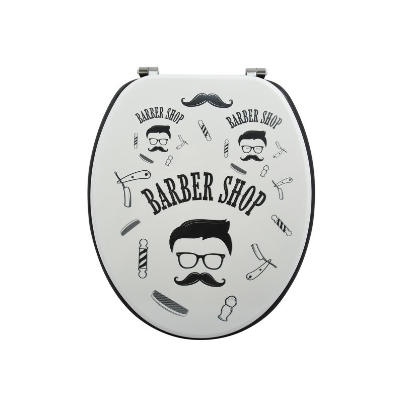 Toilet seat MDF Barber Gray & Black stainless steel hinges MSV