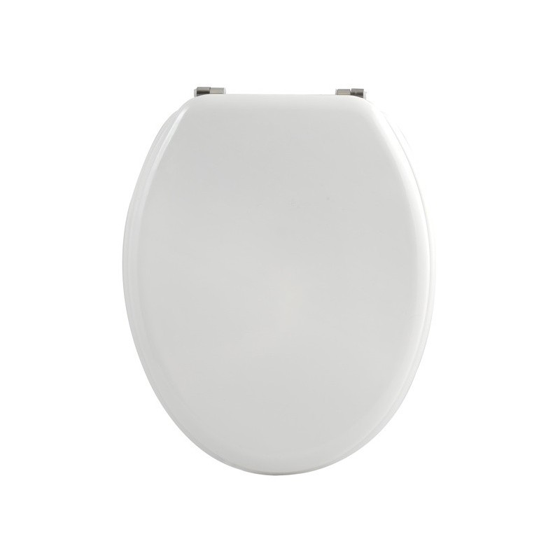 MSV Asiento de inodoro MDF Blanco - Bisagras Acero Inoxidable MSV