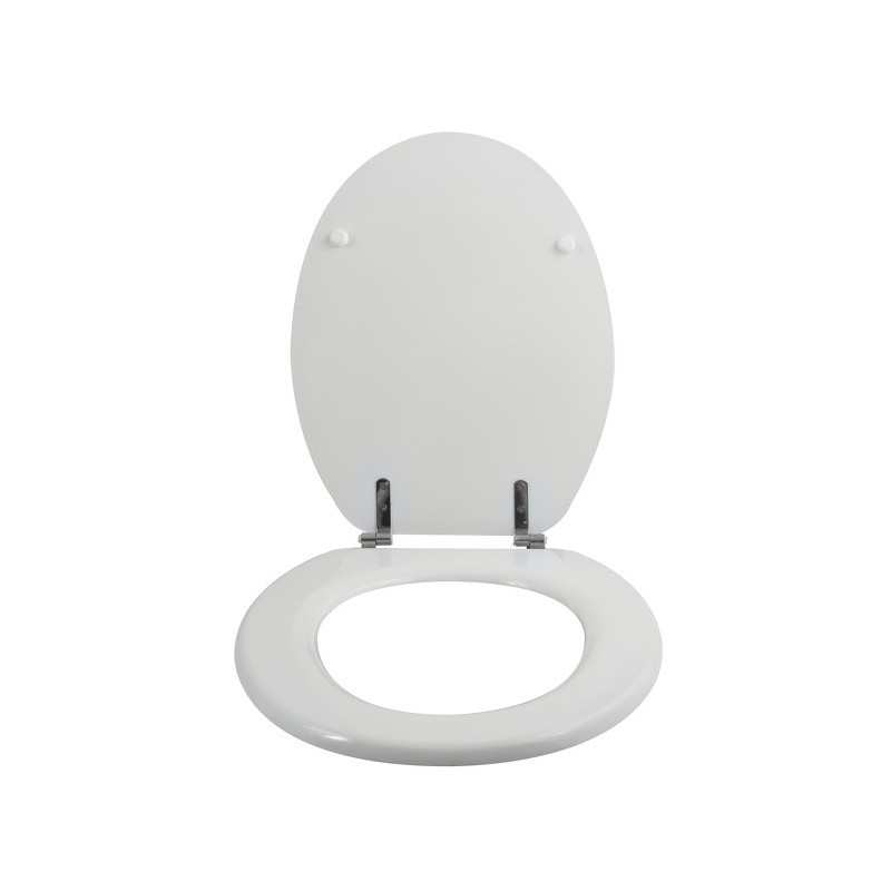 MSV Asiento de inodoro MDF Blanco - Bisagras Acero Inoxidable MSV