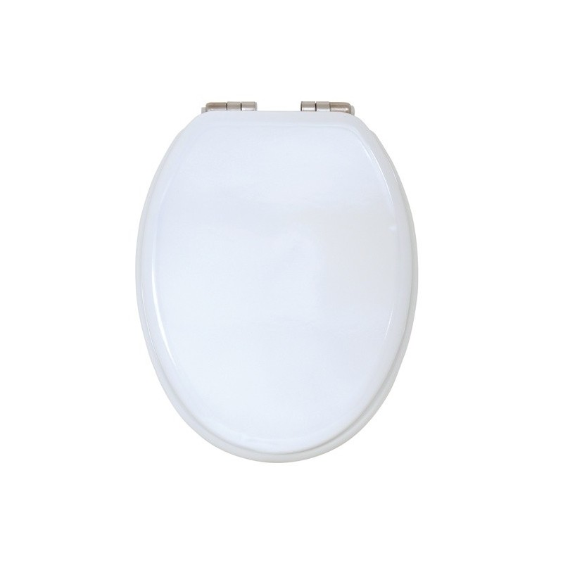 MSV Asiento de inodoro MDF Blanco - Bisagras de zinc MSV