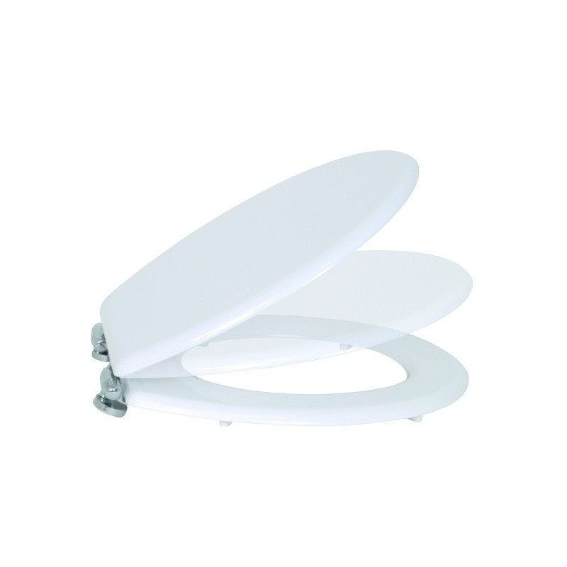 MSV Asiento de inodoro MDF Blanco - Bisagras de zinc MSV