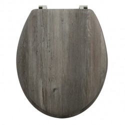 MSV Asiento de inodoro MDF BLUE RIDGE Marrón - Bisagras de acero inoxidable MSV