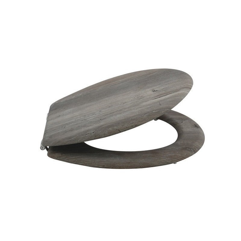 MSV Toilet Seat MDF BARBER Gray & Black - Stainless Steel Hinges MSV