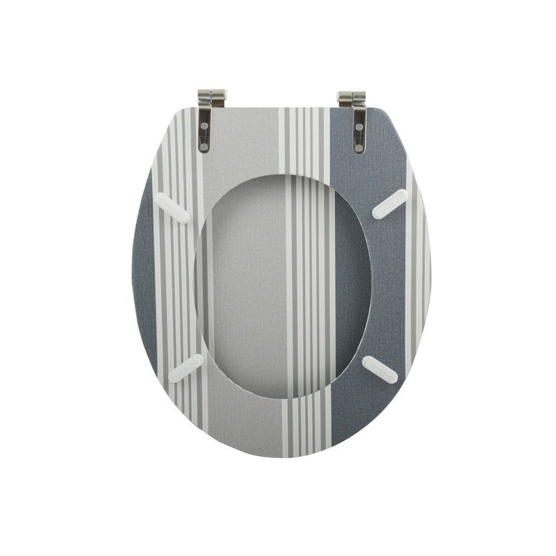 MSV Asiento de inodoro MDF CARDIFF Gris - Bisagras de acero inoxidable MSV