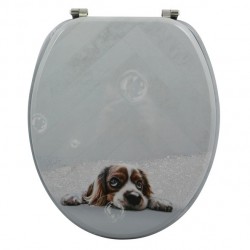 MSV Asiento de inodoro MDF DOGGY BATH - Bisagras de acero inoxidable MSV