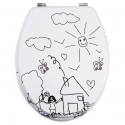 MSV Toilet Seat MDF KINDERGARTEN Black & White - Stainless Steel Hinges MSV