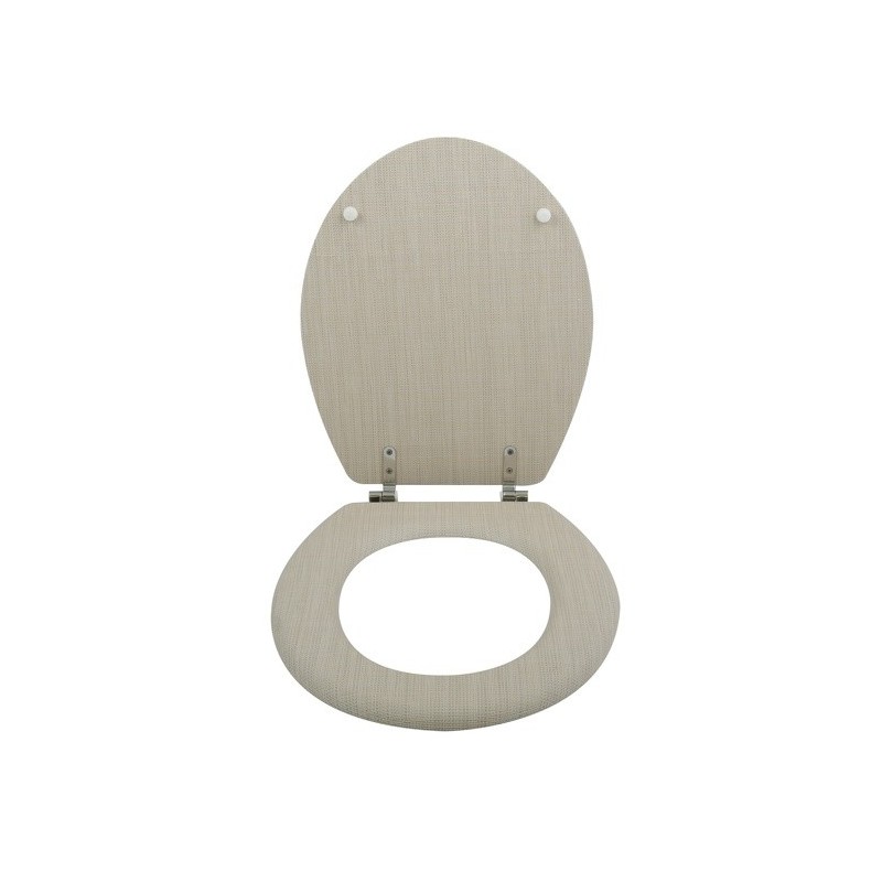 MSV Asiento de inodoro MDF LINZ Beige - Bisagras de acero inoxidable MSV