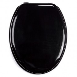 MSV Toilet Seat MDF CLÉO Glossy Black - Stainless Steel Hinges