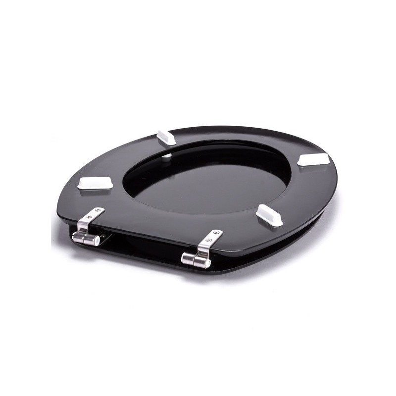 MSV Toilet Seat MDF CLÉO Glossy Black - Stainless Steel Hinges MSV