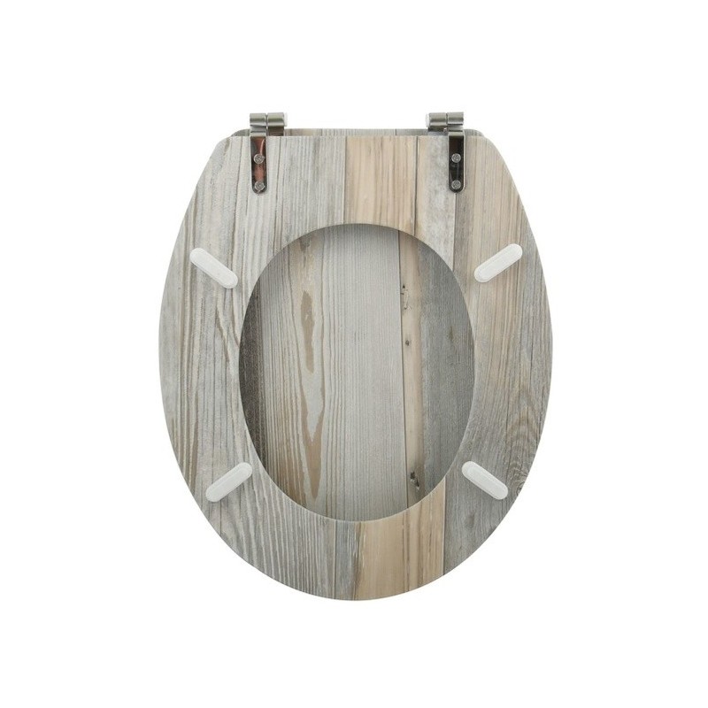 MSV Asiento de inodoro MDF OMBO Beige - Bisagras de acero inoxidable MSV